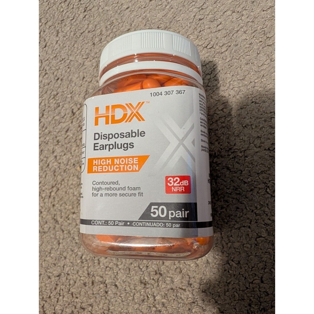 HDX Disposable Earplugs Orange 32dB NRR 1009 514 188 open three fourth full
